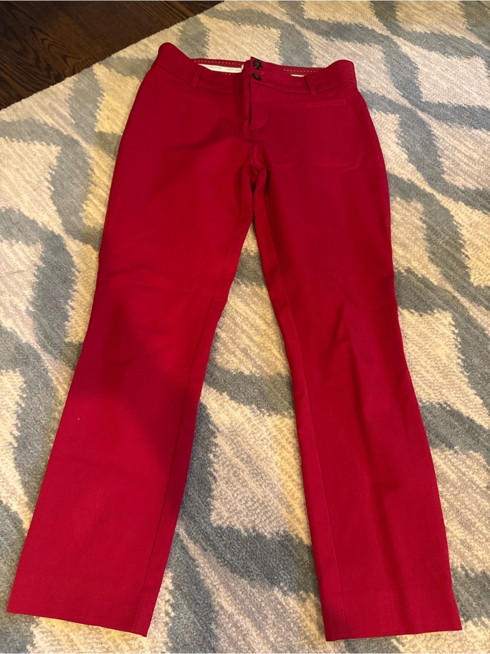 Anthropologie Red Straight-Leg Pants